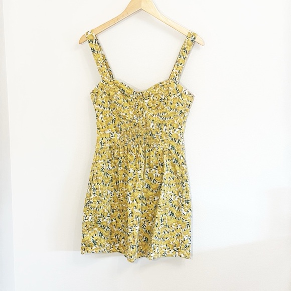 FREE PEOPLE Dandelion Yellow Mini Dress With Pockets Sleeveless Size Small - Picture 2 of 9